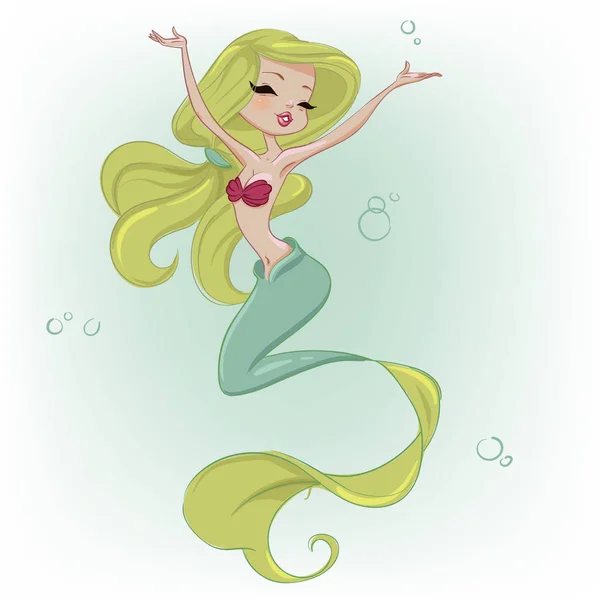 Cute cartoon mermaid — Stock Vector