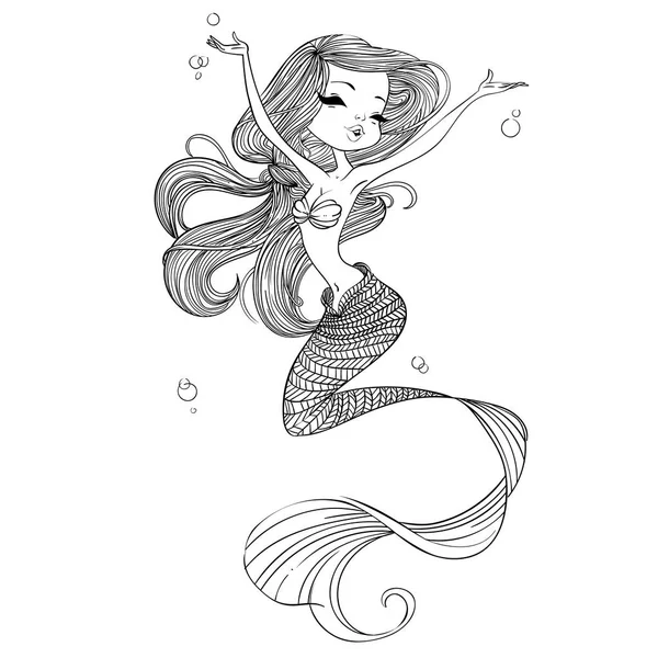 Cute cartoon mermaid — Stock Vector