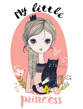 Kara kedi ile şirin küçük Prenses
