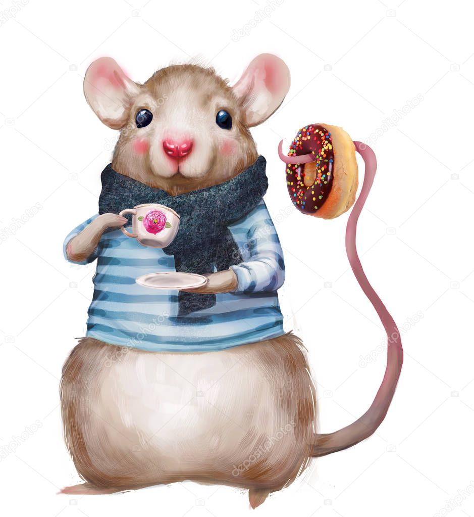 cute mouse with donut