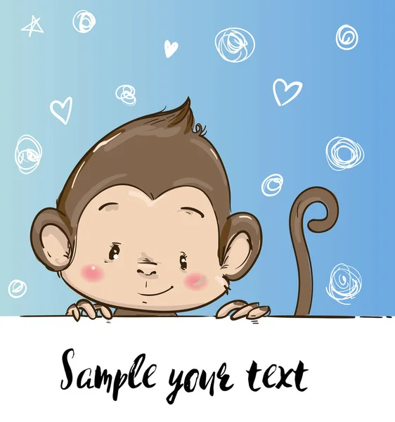 Милая маленькая мультяшная обезьянка — стоковый вектор