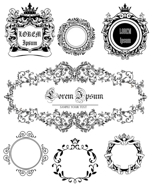 Set with vintage frames — Stock Vector