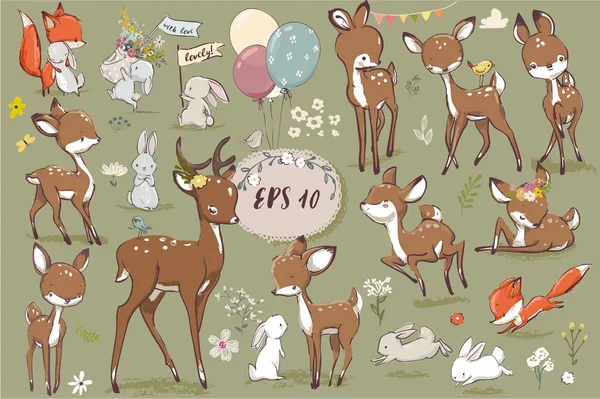 sevimli tavşan ve geyik ile ayarla