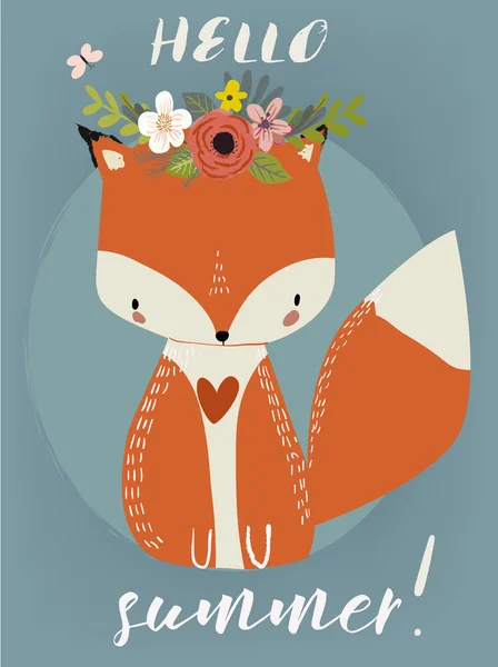 Zomer schattig Fox — Stockvector