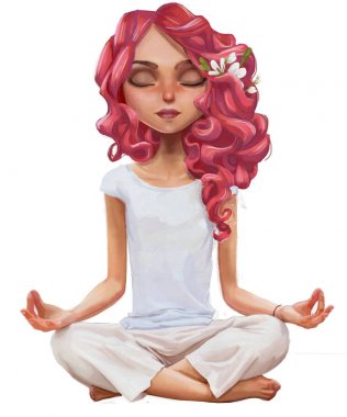 sevimli çizgi yoga-kız