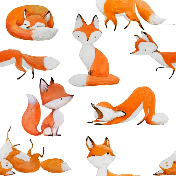 Seamless pattern with cute fox — Stock Photo, Image