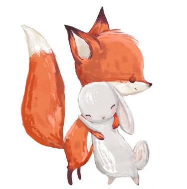 şirin suluboya fox tavşan ile