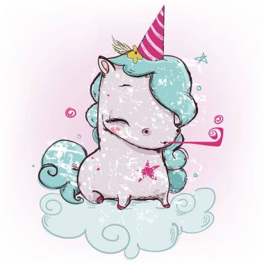 Tatlı tek boynuzlu at çizgi filmi.