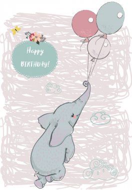 sevimli fil balonlarla sinek