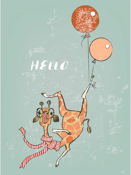 Sevimli çizgi uçan zürafa