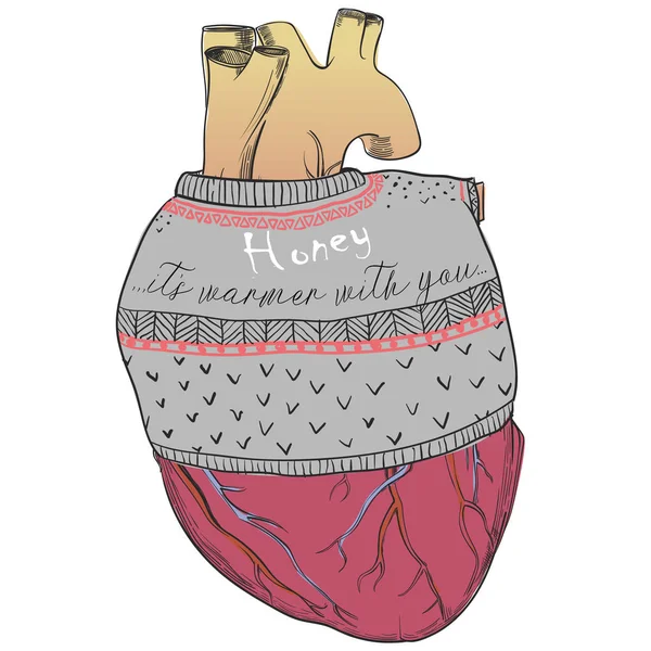Legrační srdce s svetr — Stockový vektor
