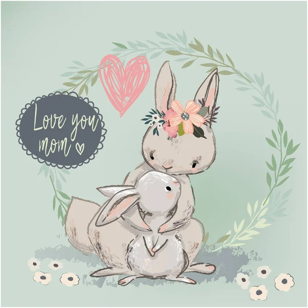 Cute hare with child — Stock Vector