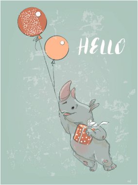 Sevimli çizgi uçan gergedan