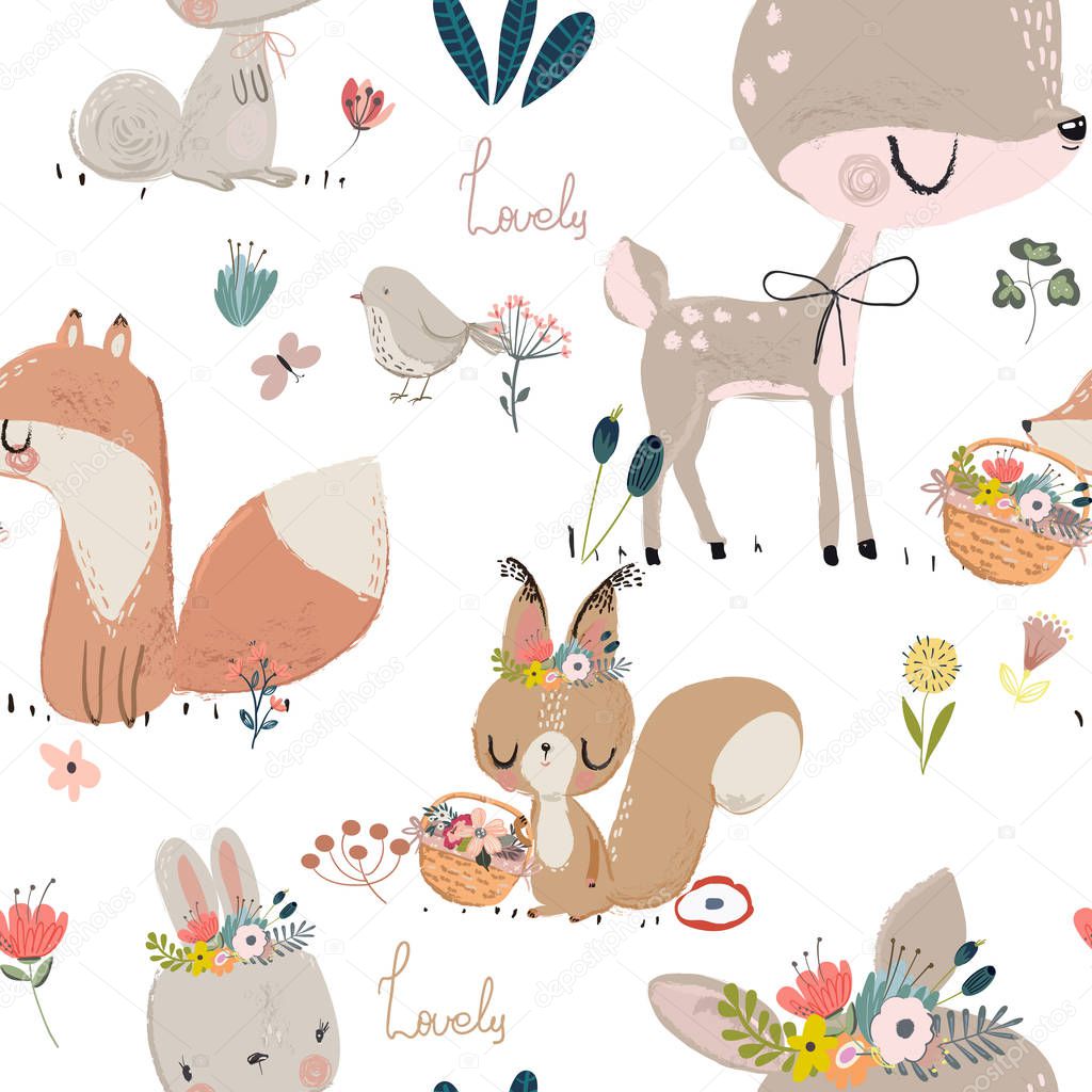 seamles pattern with cute animals