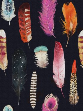 Suluboya tüyler ile Seamless Modeli