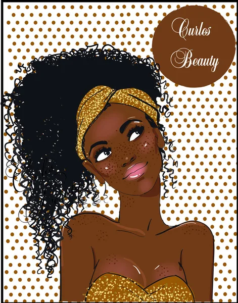Portrait of beautiful black woman — Stock Vector