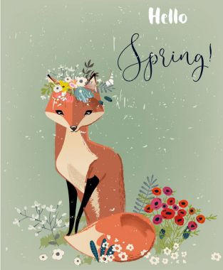 çiçek çelenk ile şirin tilki