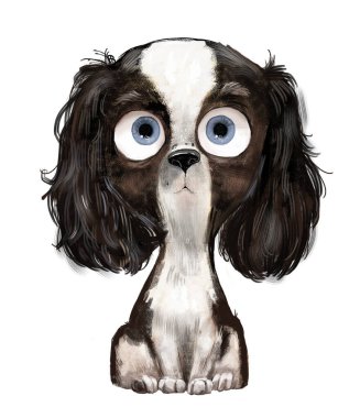 Şirin çizgi film köpek yavrusu, iri gözlü.