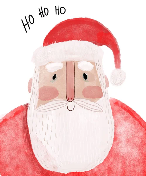 Karikatura velký Santa s taškou a současnost box — Stock fotografie