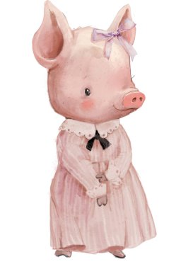 cute little kitten pig with pink dress