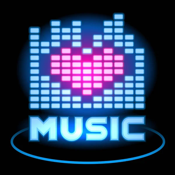 Love Music Blue Neon Equalizer. Icona del design vettoriale. Formato Eps 10 . — Vettoriale Stock