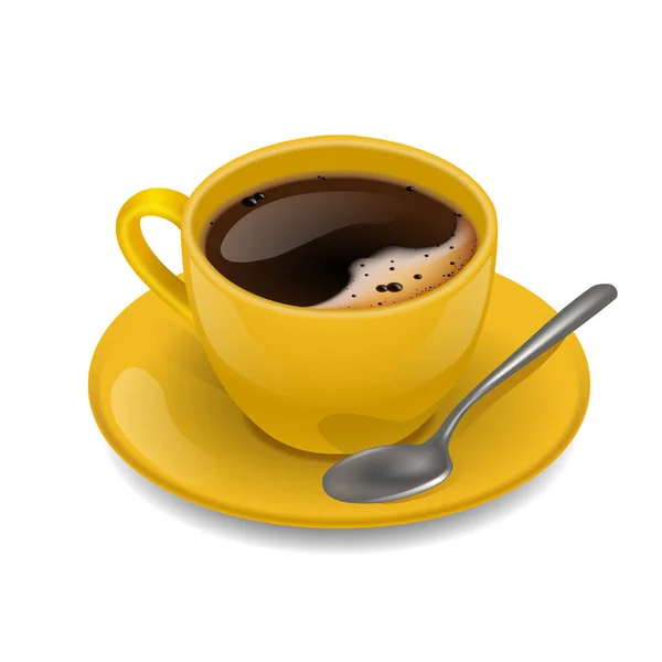 Gele kopje koffie. Vectorillustratie clip art. — Stockvector
