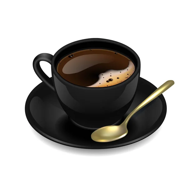 Black cup of coffee. Vector clip art illustration. — Stock Vector
