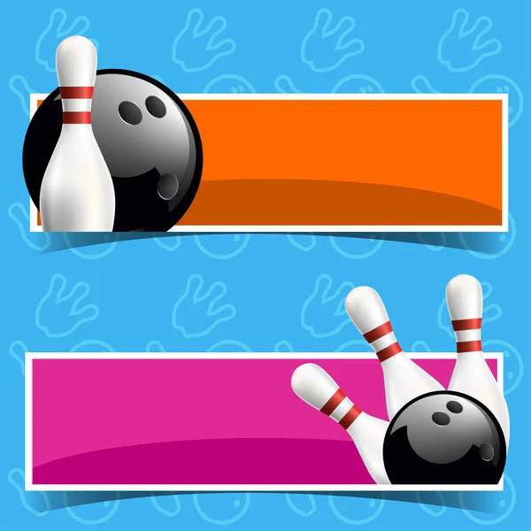 Bowling horizontal banners. Vector clip art illustration. — Stock Vector