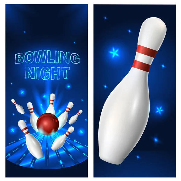 Bowling Night Flyer Vorlage. Vektor Clip Art Illustration. — Stockvektor