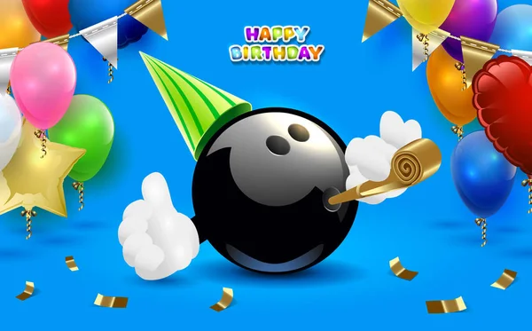 Bowling Bonne Fête Anniversaire Illustration Vectorielle Clip Art — Image vectorielle