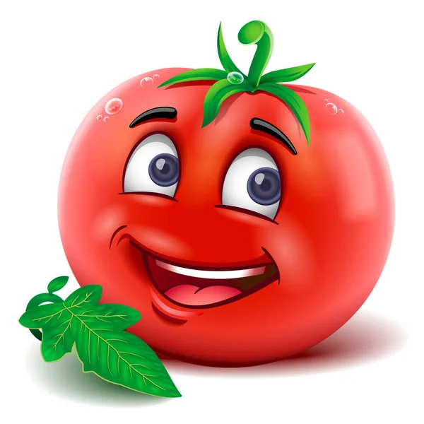 Mascotte Dessin Animé Tomate Sourire Vecteur Isolé — Image vectorielle