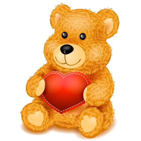 Osito Peluche Con Corazón Rojo Concepto Del Día San Valentín — Vector de stock