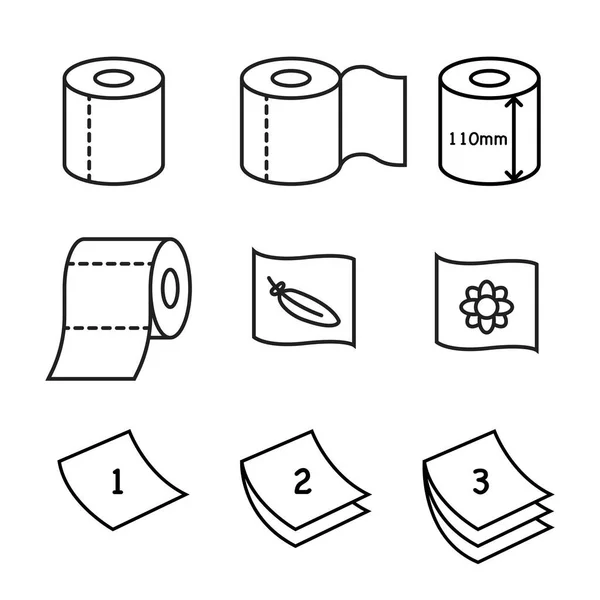 Набір Іконок Туалетного Паперу Ізольовано Білому Тлі Векторні Ілюстрації — стоковий вектор