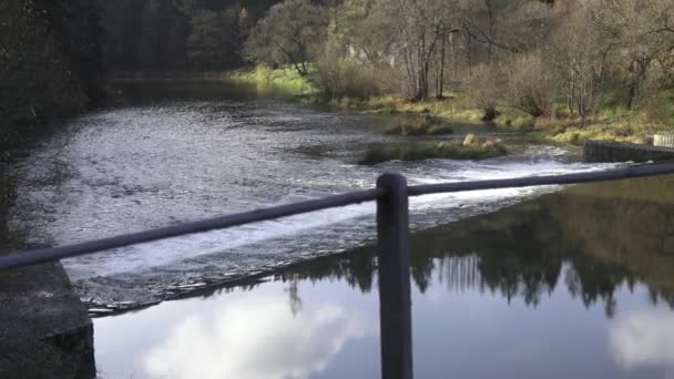 Puente de cadena sobre el río Moldava en la República Checa — Vídeo de stock