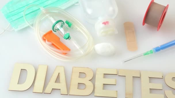 Inscripción Diabetes Juego Perfusión Desechable — Vídeo de stock