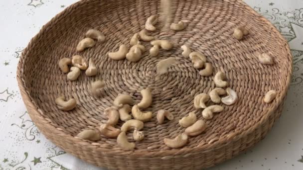 Roasted Cashew Nuts Basket — Stock Video