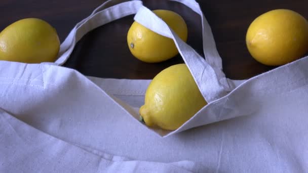 Eco Bag Con Prodotti Frutta Zero Rifiuti Utilizzare Meno Concetto — Video Stock