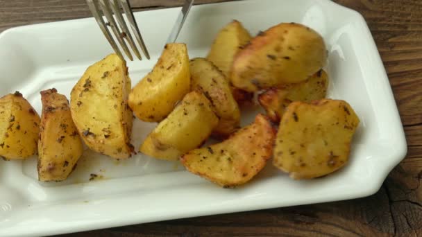 Potato Wedges Oven Roasted Thyme — Stock Video