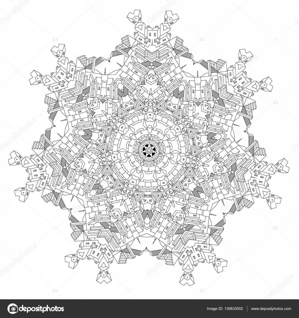 Disegnati a mano doodle vettore stile mandala dettagliate simmetria cerchio per libro da colorare adulto