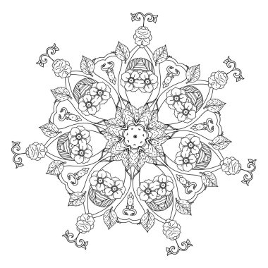 konturlu Asya tarzı çiçek