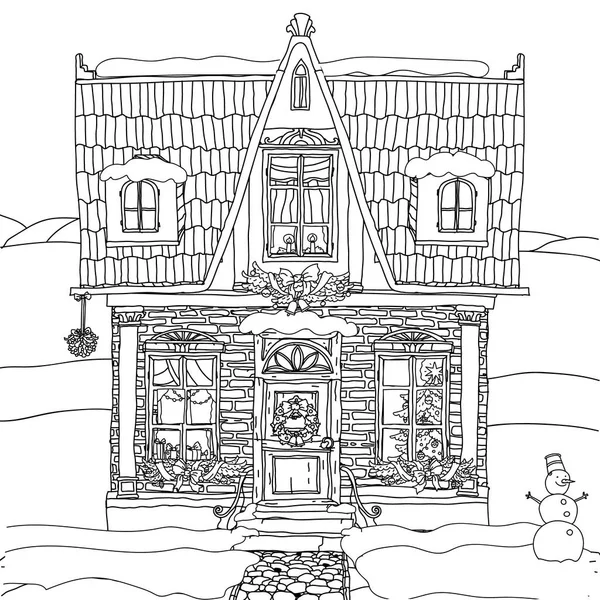 Ruční kreslené vektorové skladem ilustrace domu — Stockový vektor