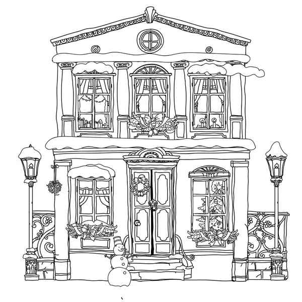 Illustrazione vettoriale disegnata a mano della casa — Vettoriale Stock
