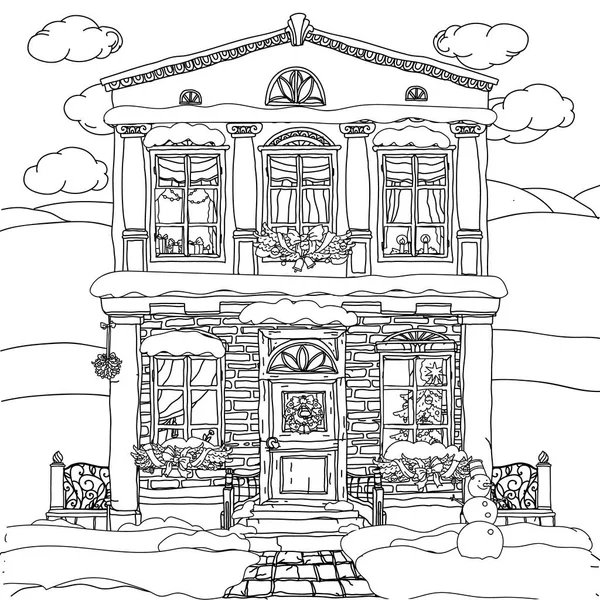 Illustration vectorielle dessinée à la main de la maison — Image vectorielle