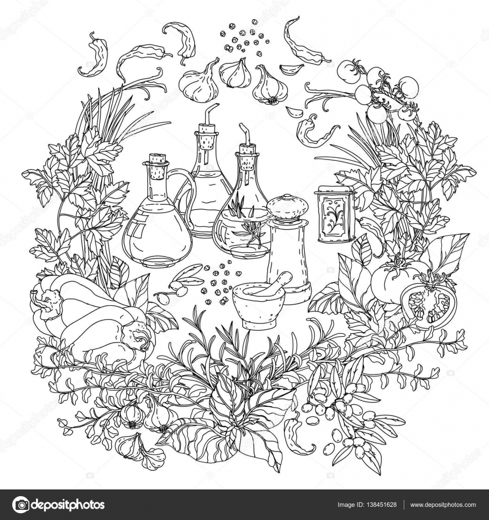 Download Italian Cuisine Coloring Book Vector Image By C Mashabr Vector Stock 138451628