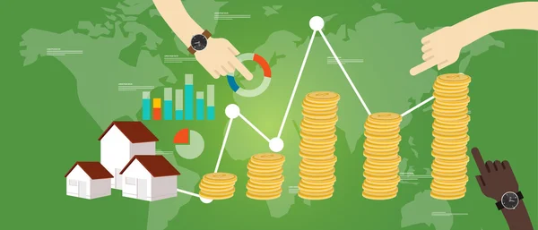 Eigenschap fonds geld huis onroerend goed investeringsgroei — Stockvector