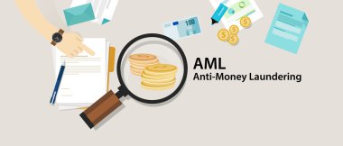 AML anti money laundering cash coin transaction company clipart