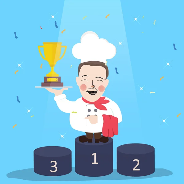 Chef ganador obtener trofeo carrera logro superior — Archivo Imágenes Vectoriales
