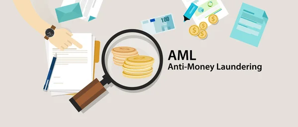 AML anti geld witwassen van geld munt transactie bedrijf — Stockvector