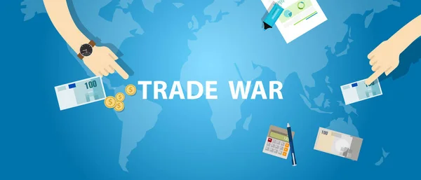 Comercio guerra arancelaria comercio mundial intercambio internacional — Vector de stock