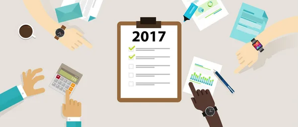 Στόχους εργασιών λίστα ελέγχου ψήφισμα νέου έτους επαγγελματικές προσωπικές συναντήσεις η ομάδα εταιρεία εταιρικό μάρκετινγκ — Διανυσματικό Αρχείο